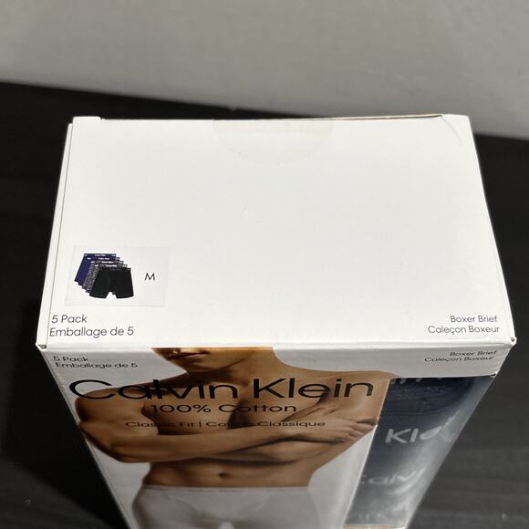 CALVIN KLEIN Boxer Brief Mens Medium Dark Colors 5-Pack 100% Cotton Classic Fit - Picture 5 of 6